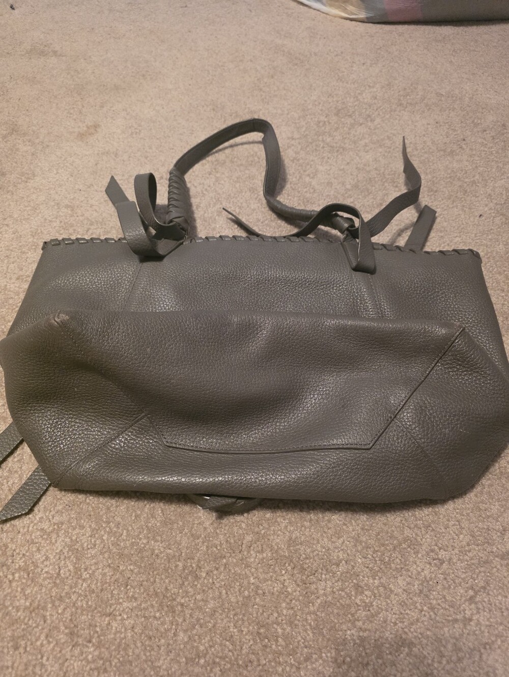AllSaints Gray Leather Braided-Edge Tote - Picture 9 of 11